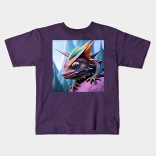 Baby Purple Dragon with Rainbow Fins Kids T-Shirt